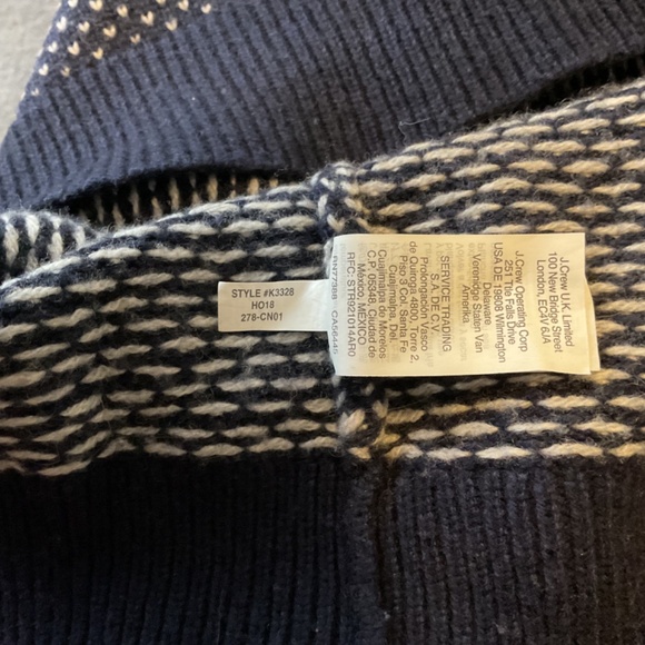 JCrew Mercantile Lambs Wool Blend Hoodie Men’s Large Blue Fair Isle Winter Warm - Picture 6 of 6